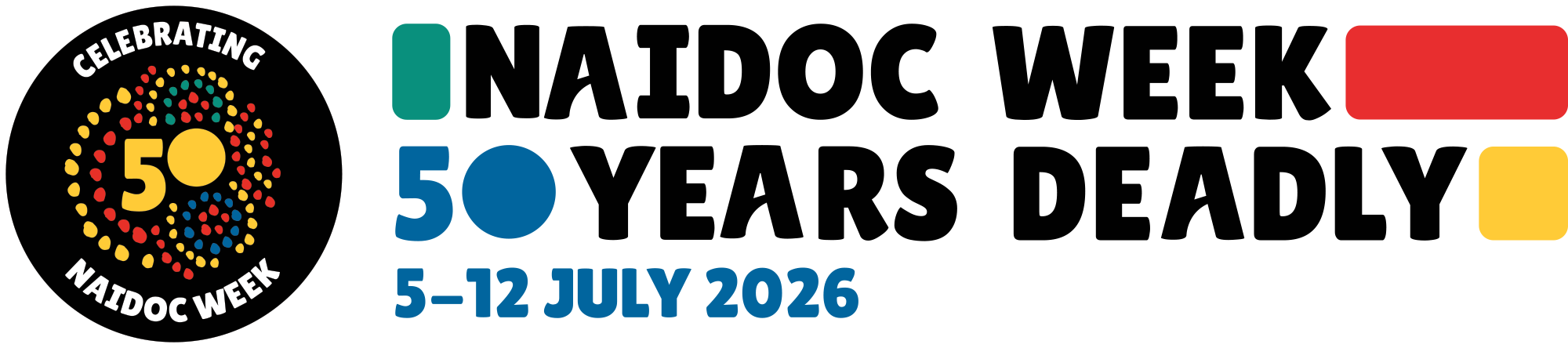NAIDOC Week 2026, celebrating 50 years, with the dates 5-12 July.